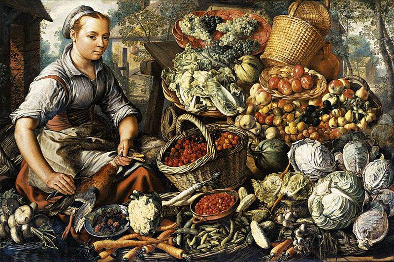 Joachim Beuckelaer Market Woman with Fruit, Vegetables and Poultry Norge oil painting art